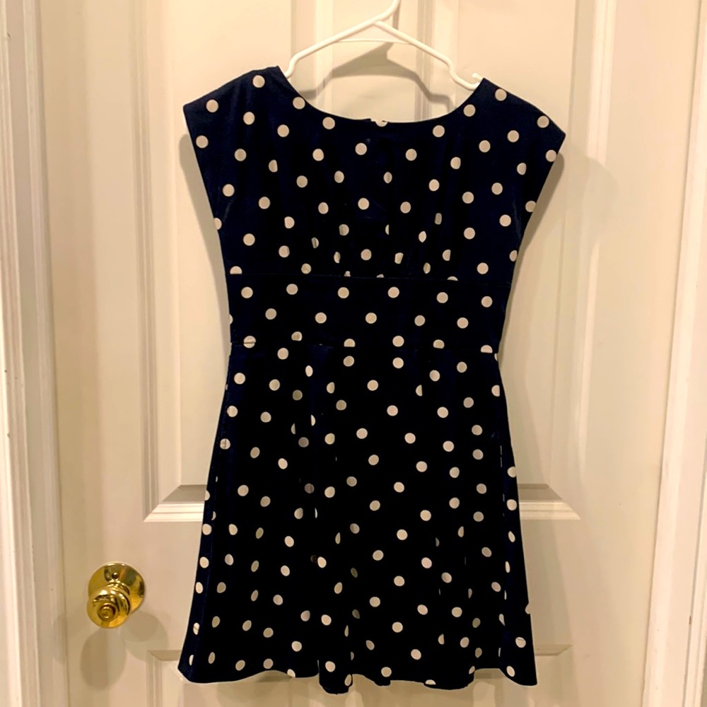 Kate Spade girls polka dot dress size 10 navy blue